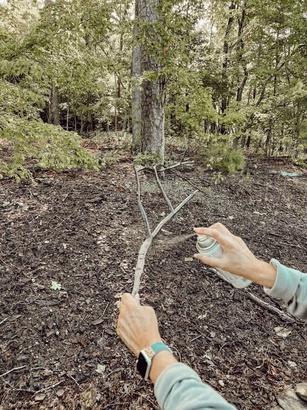 Spray paint a gathered stick black