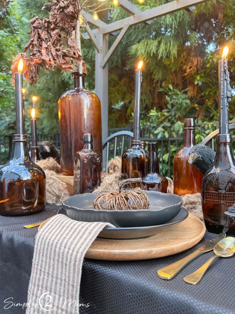 Adult outdoor Halloween Table Setting