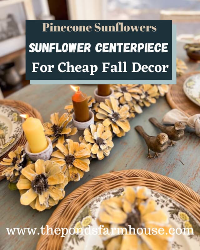 How To Make a Sunflower centerpiece with pinecone flowers and reclaimed shiplap wood.  