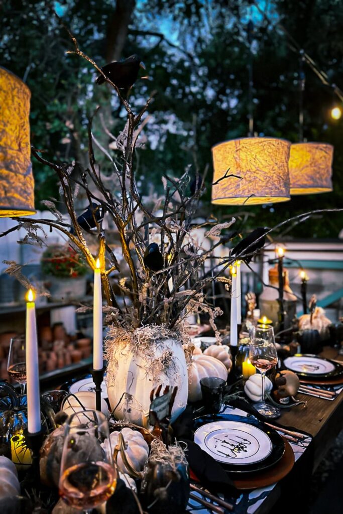 Spooky elegant Halloween table setting