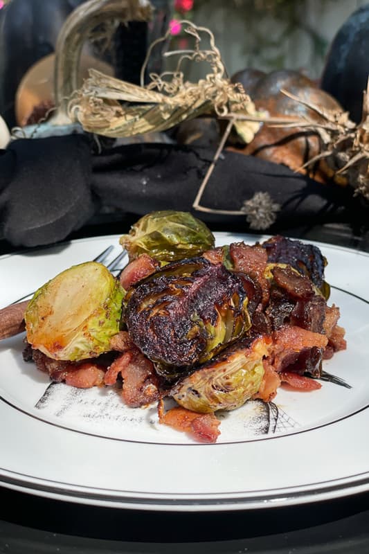 Fall recipe ideas  for Halloween dinner party - roasted brussel sprouts