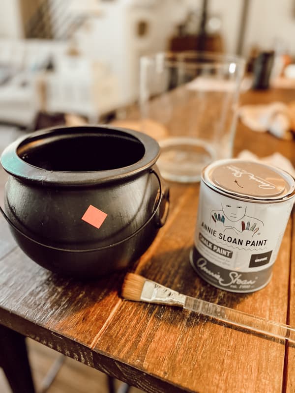 Witch Pot Candy Bucket with chalk paint