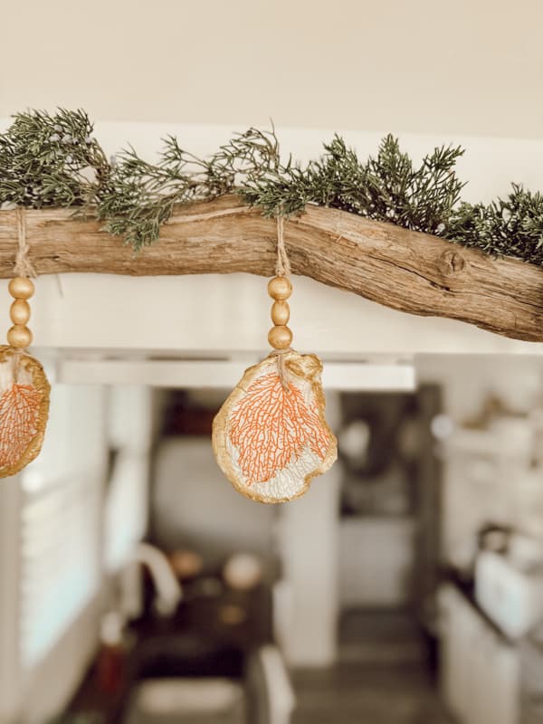 DIY Decoupage Oyster Shell Ornaments