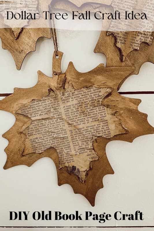Dollar Tree Old Book Page Leaf craft