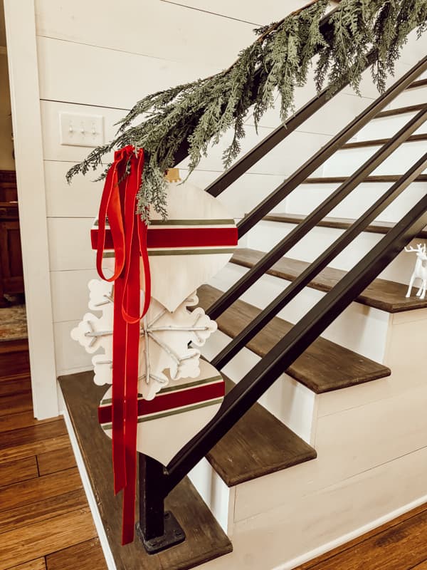 Oversized Christmas Ornaments using Dollar Tree Wood Cutouts.