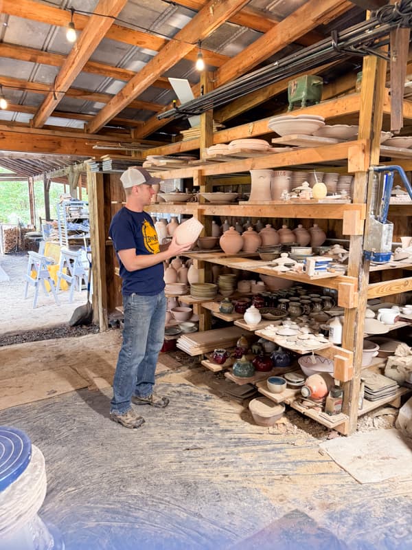 Matthew Kelly Pottery behind the scenes tour of unglazed pottery.