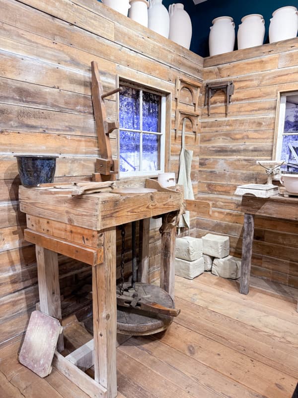 Museum pottery wheel in North Pottery Center Seagrove, NC