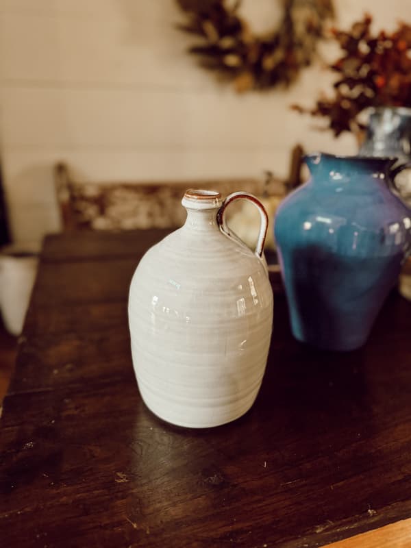 Waymon Cole signed earthenware pottery jug from Cole's Pottery Kiln opening in 1984.