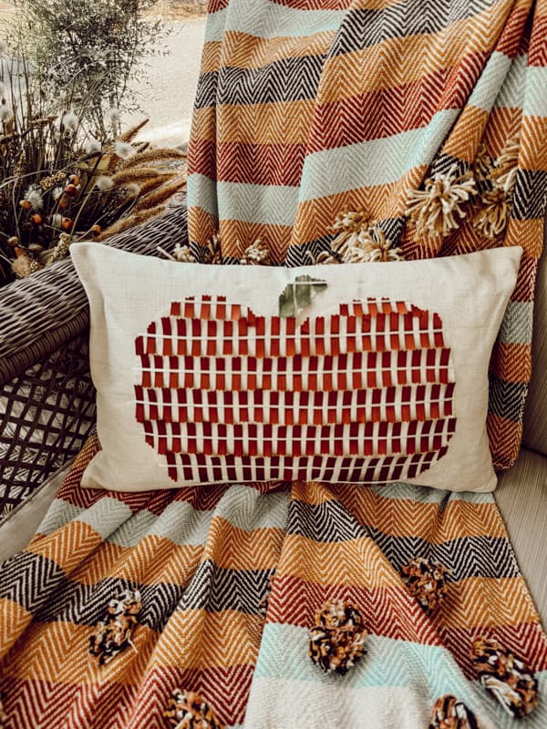 Easy DIY Pillow Cover for fall.  Craft Ribbon project for Cottage Core decorating.  