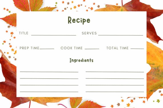 Free Printable Recipe Exchange Cards. Thanksgiving Recipe Printable Cards.  