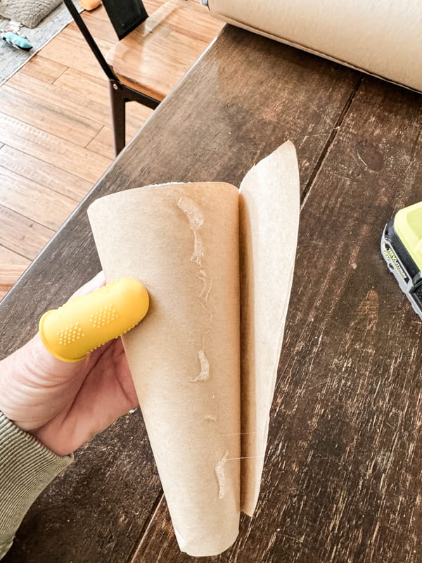 Wrap styrofoam cones with craft paper and attach with hot glue