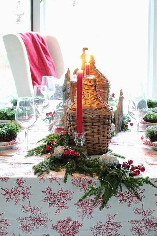Christmas Decorating Ideas with Vintage Demijohns.
