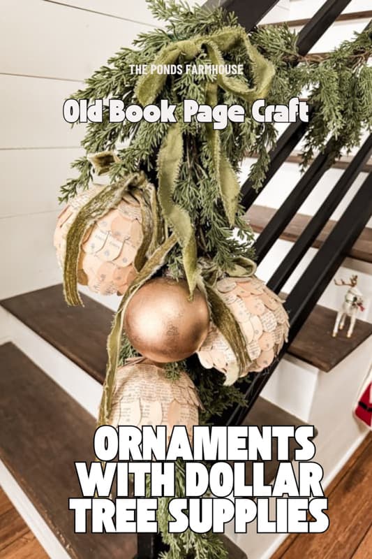 Old Book Page Ornaments with Dollar Tree Supplies