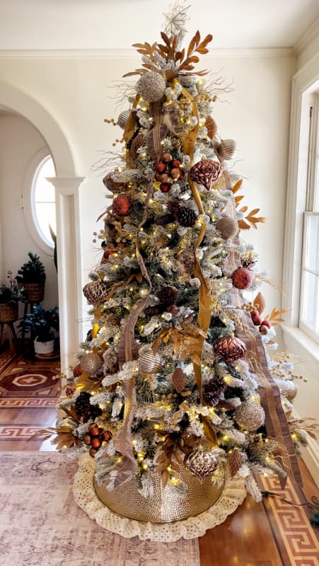 Decorating a Flocked Christmas Tree