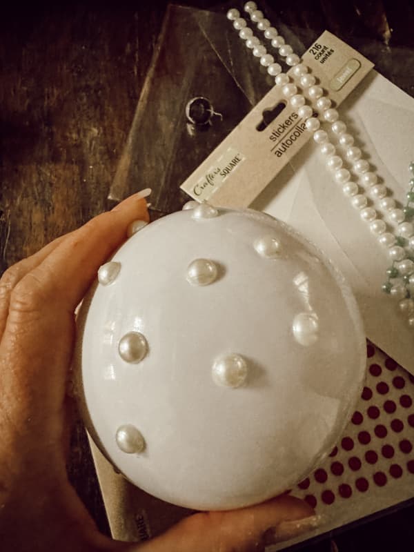 Dollar Tree Supplies used to make Easy DIY Hobnail milk glass Ornaments for Christmas