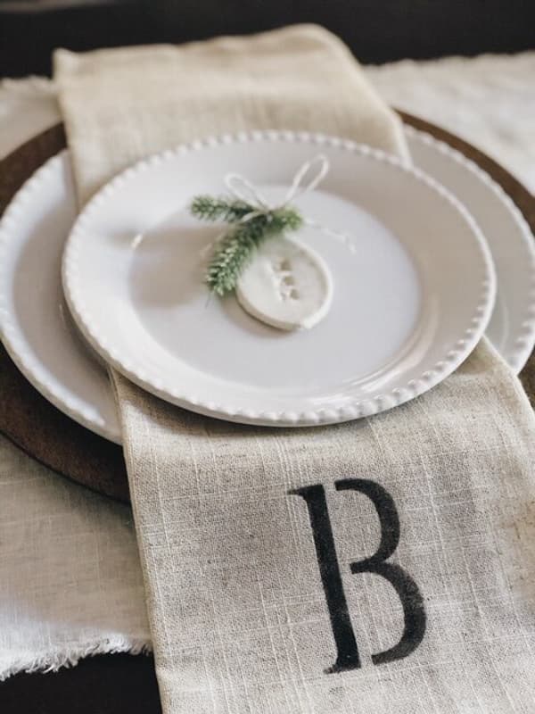 Easy clay DIY for Christmas personalized napkin ring
