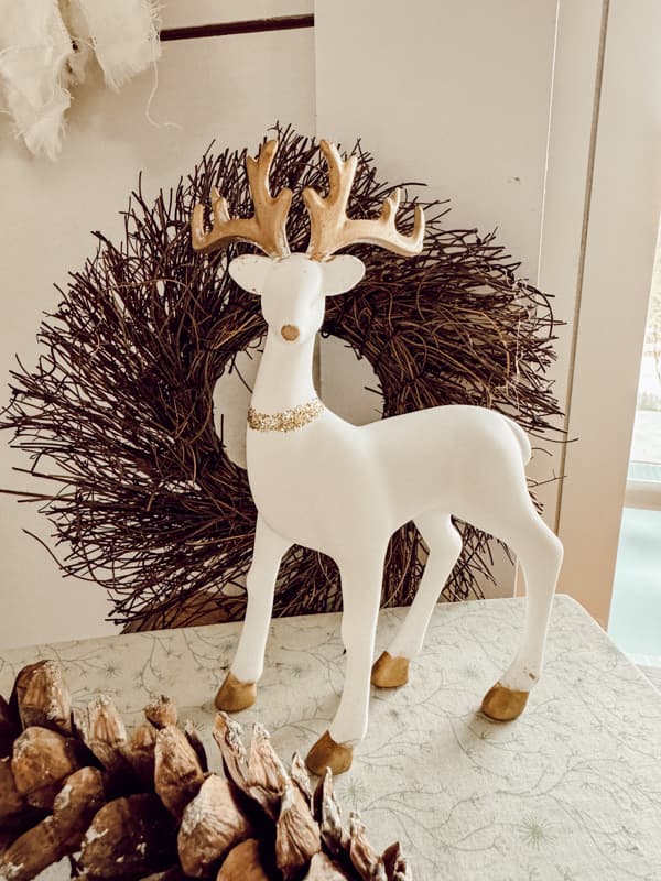 Dollar Tree Reindeer DIY Christmas decorations. Dollar Tree Reindeer in country farmhouse.