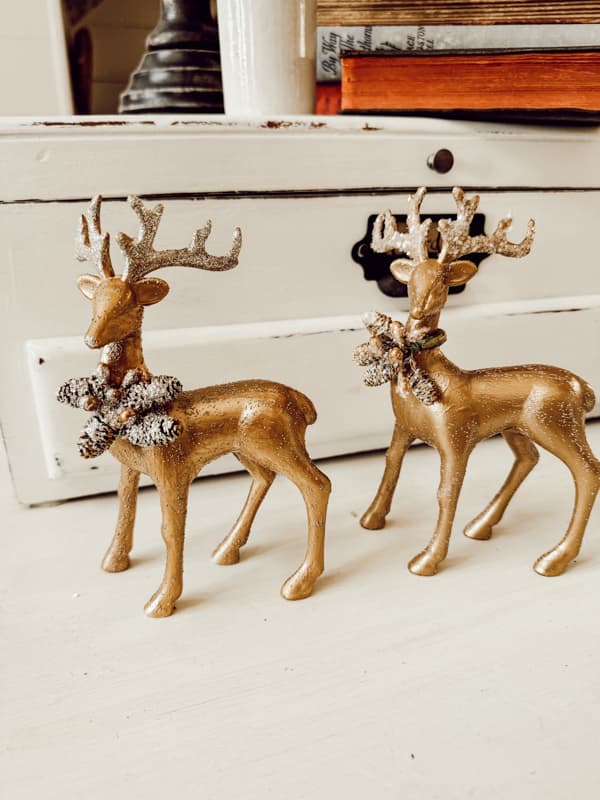 DIY high-end Reindeer from Budget Dollar Tree Christmas Reindeer Decorations.  Budget-friendly Holiday Decor.