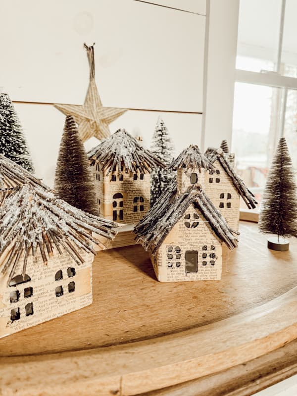 Upcycle Old Book Pages for A Rustic Christmas Village Display