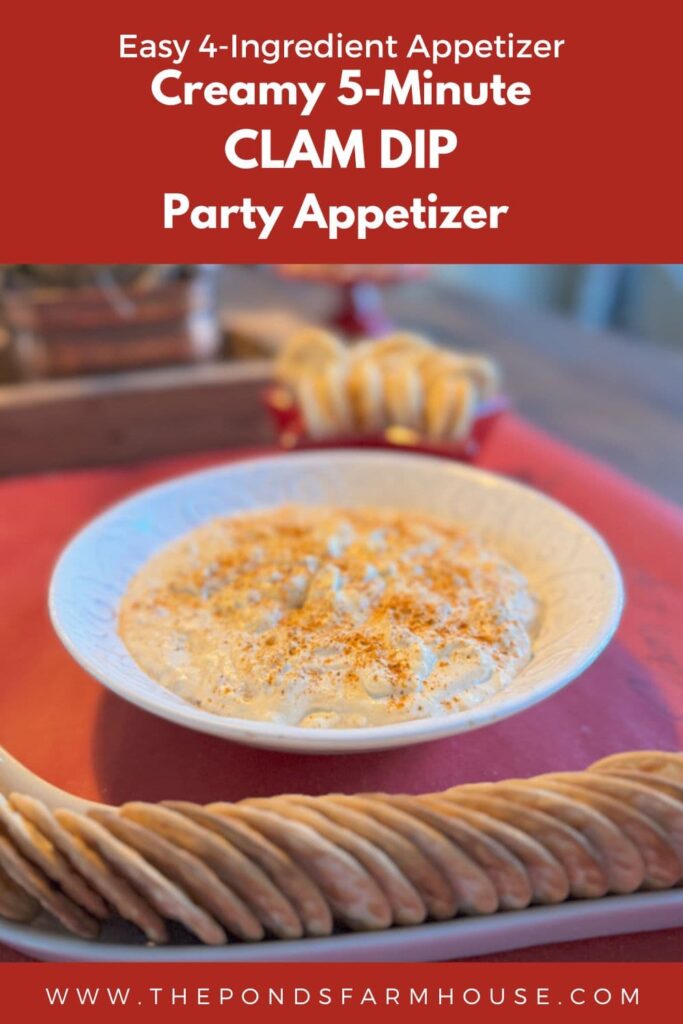 5 minute - 4 ingredient, easy creamy clam dip party appetizer recipe for any occasion. 
