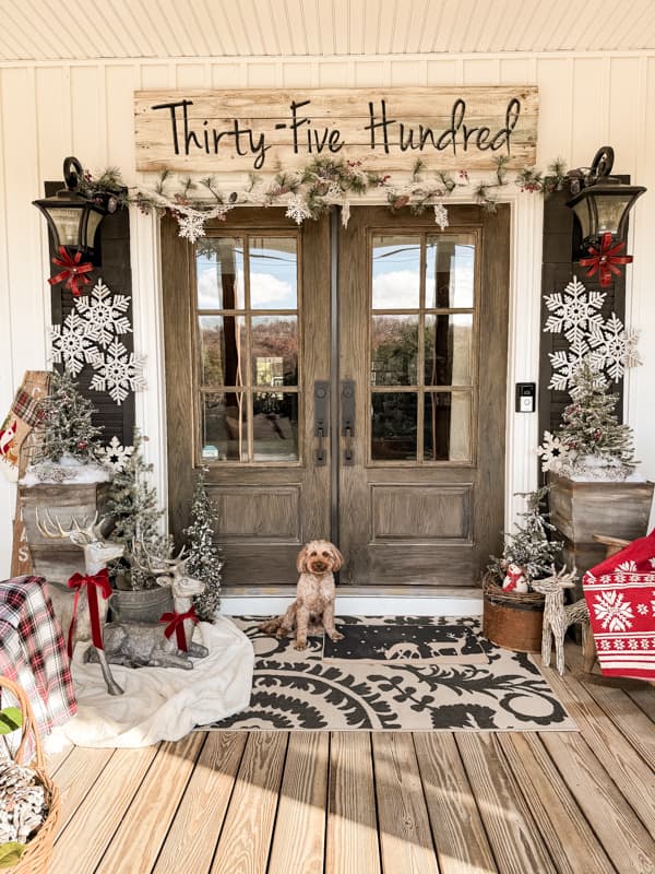 Front Porch at Christmas with Rudy