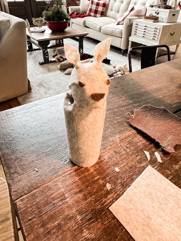 Toilet paper rolls recycled into adorable Christmas Reindeer.