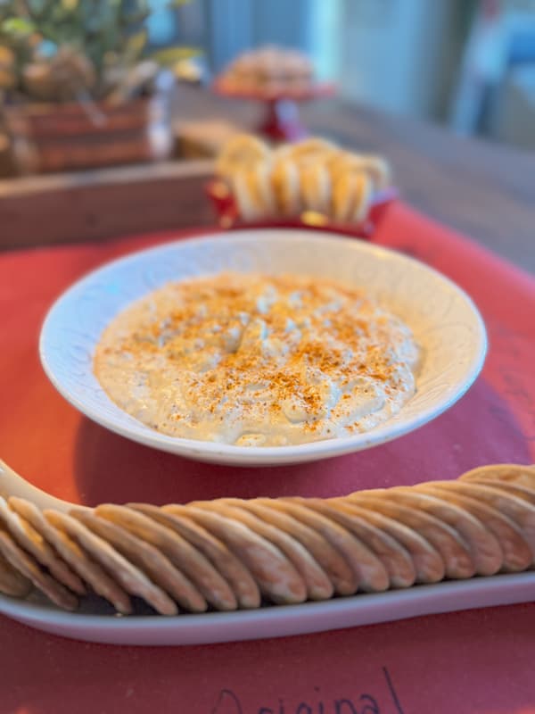 Party appetizer - 5 Minute Clam Dip with Old Bay seasoning.  