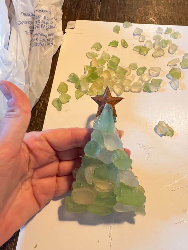 Sea Glass Ornament Christmas Tree Tutorial for coastal inspired Christmas Decorations. 