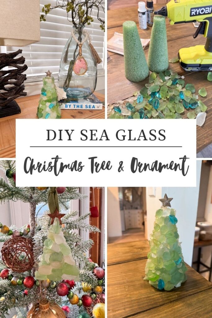Sea Glass Ornament and Sea glass Christmas Tree Tutorial for coastal inspired Christmas Decorations.  