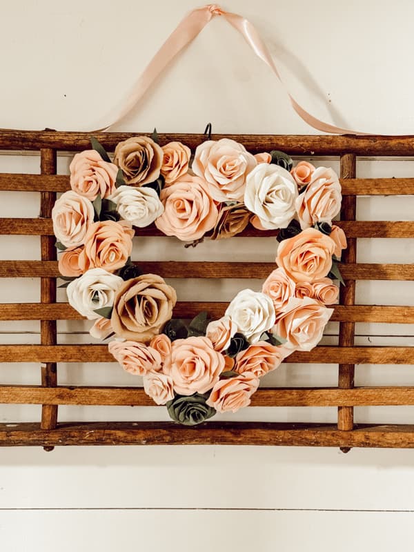 DIY Paper Flower Dollar Tree Valentine Wreath - Valentine's Day Decorations for Cheap cottagecore aesthetic. 