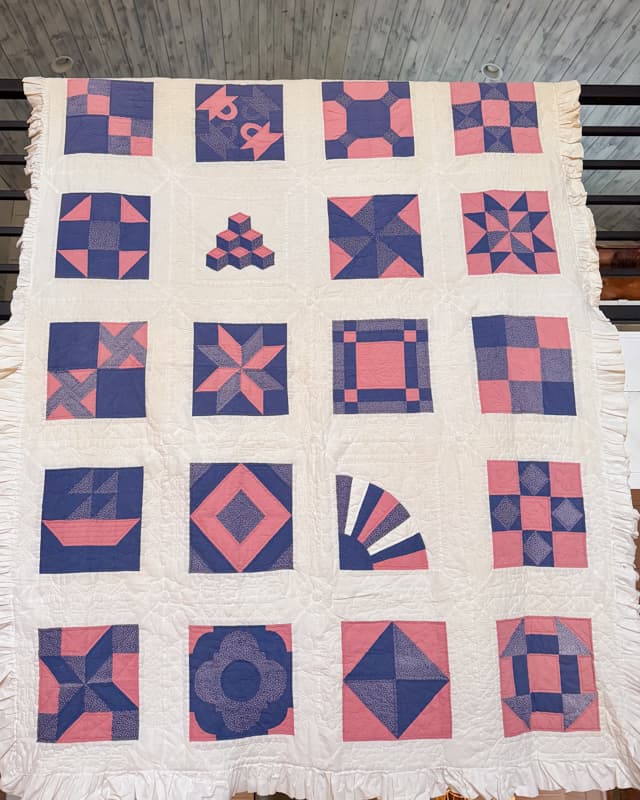 Vintage handmade quilt. Decorating with vintage quilts.