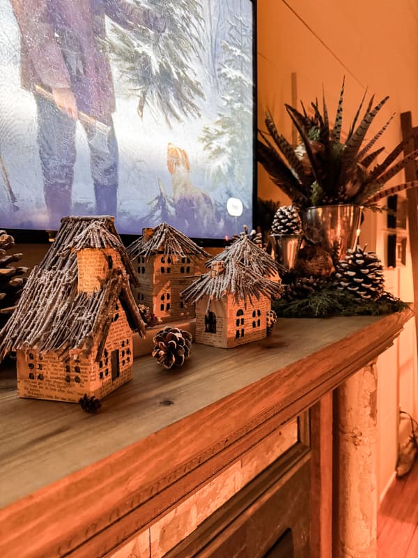 Hygge Inspired Cozy Winter Mantel Decor ideas for a shabby chic farmhouse mantel