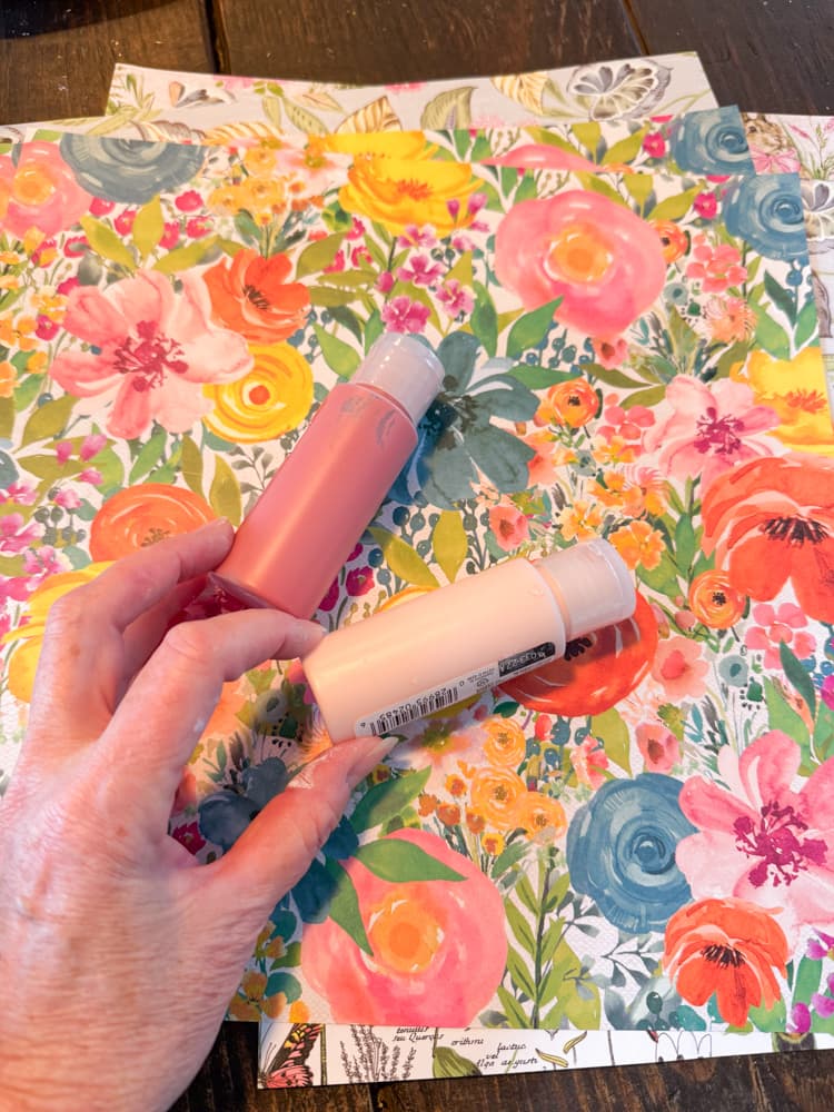 Add pink paint to match the decorative paper