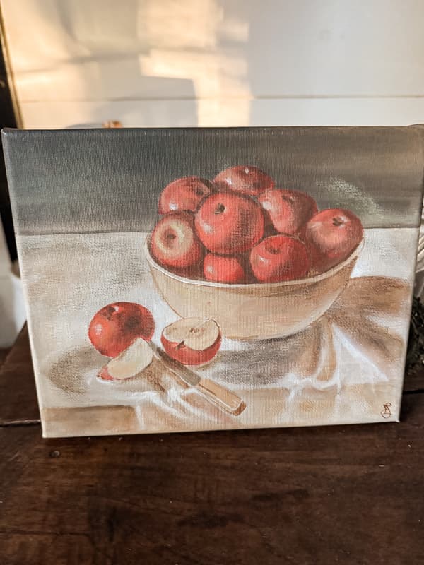 Thrift Store Find - Still life Apples in a bowl canvas art.  