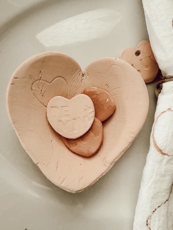 Air Dry Clay charms and trinket heart for DIY Valentines Gift ideas.  