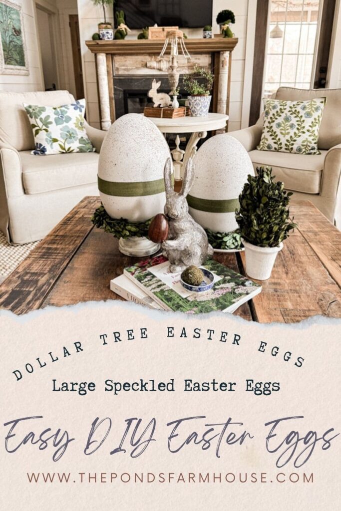 Dollar Tree Craft - Large Speckled Easter Egg tutorial - create a coffee table centerpiece for Easter.