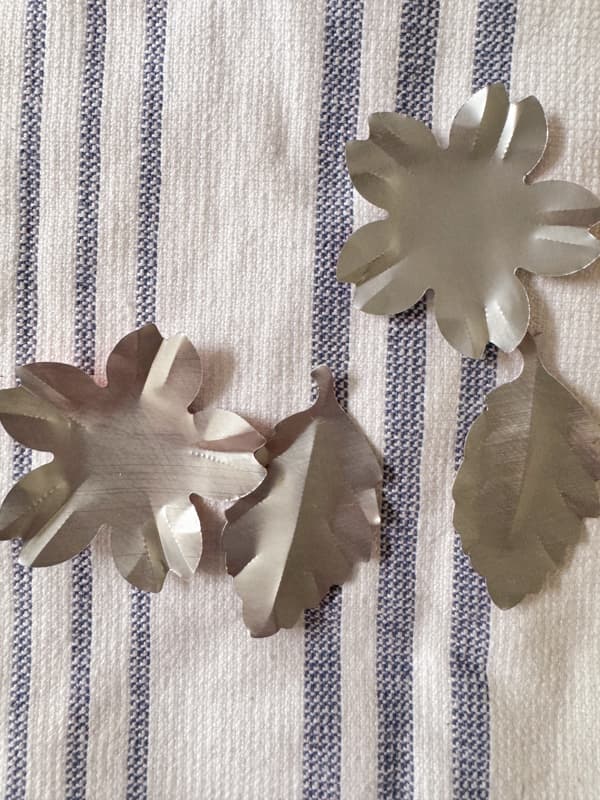 Upcycled Aluminum Flowers and Leaves for DIY Anthropologie Inspired Spring Wreath