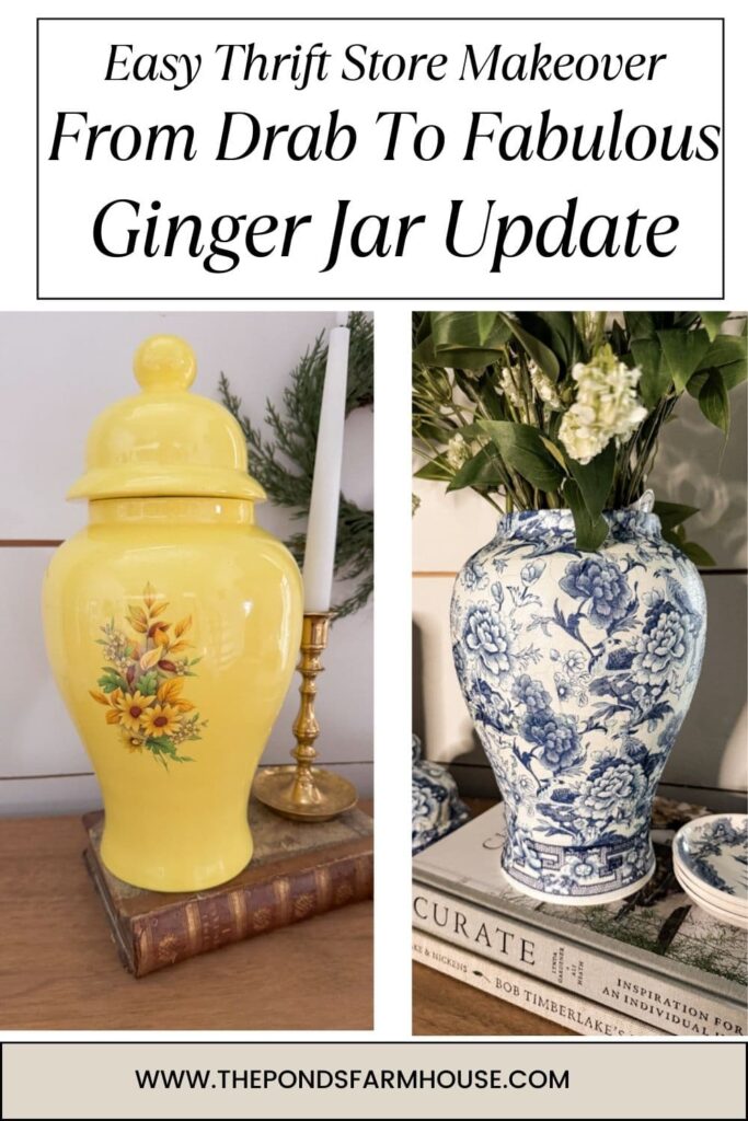 From Drab to Fabulous Ginger Jar Update with Blue and White Napkin Decoupage for Chinoiserie Ginger jar Vase
