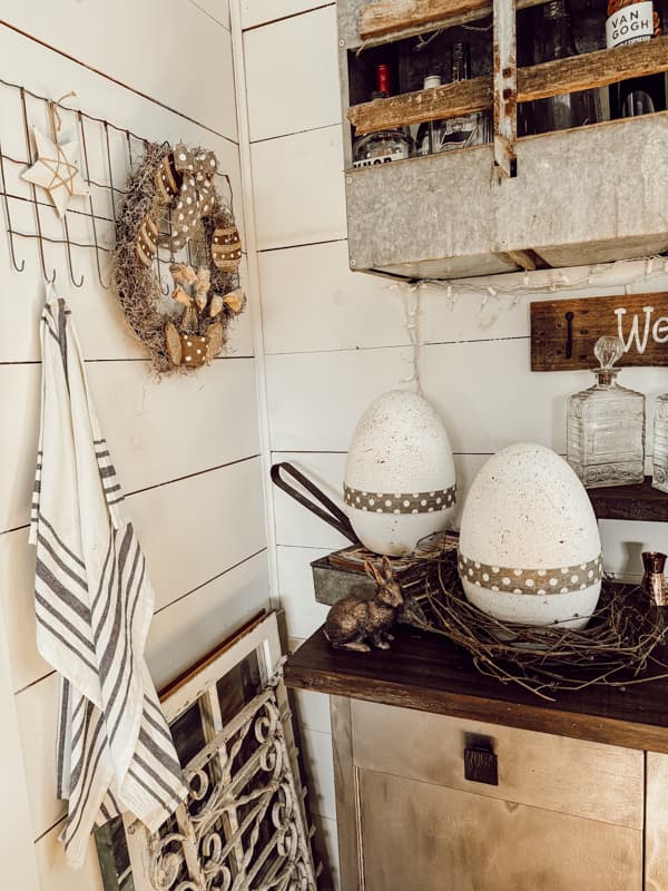 Rustic DIY Large Easter Eggs: Speckled Eggs using Dollar Tree Crafts.  