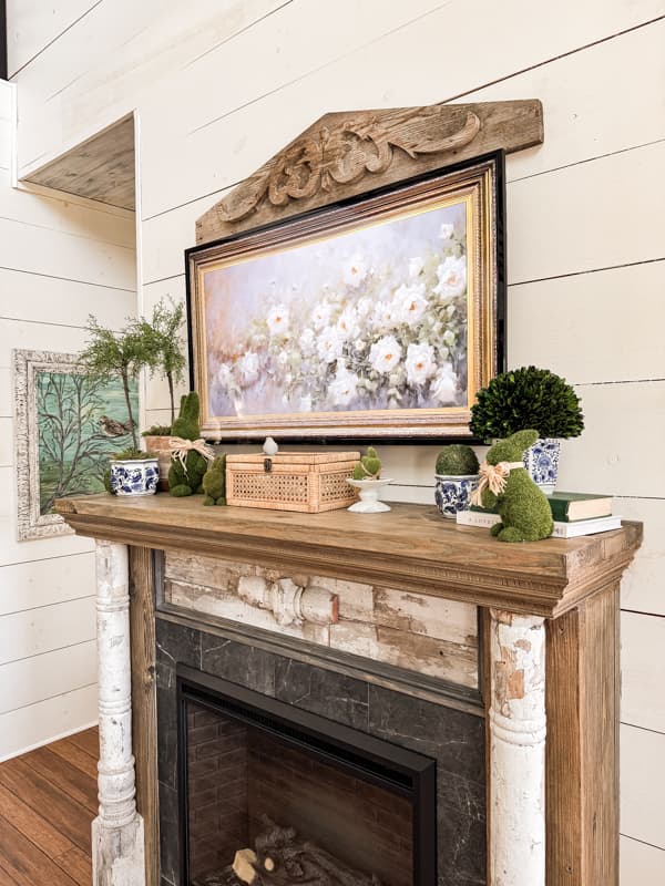 DIY Shabby Chic Mantel with Spring and Easter Decorations