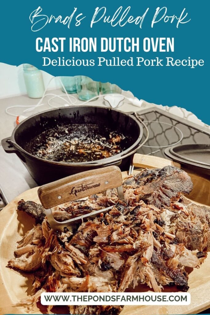 Cast Iron Dutch Oven Recipe for Pulled Pork Bar-b-que. 