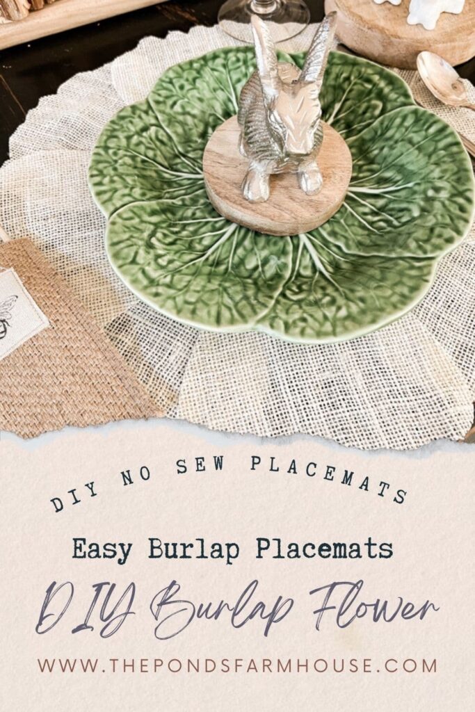 Easy Burlap Placemats made with Burlap and glue for a no-sew table decor.  Rustic Farmhouse Placemats