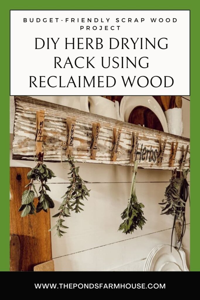 Reclaimed wood herb drying rack for rusttic farmhouse design.  