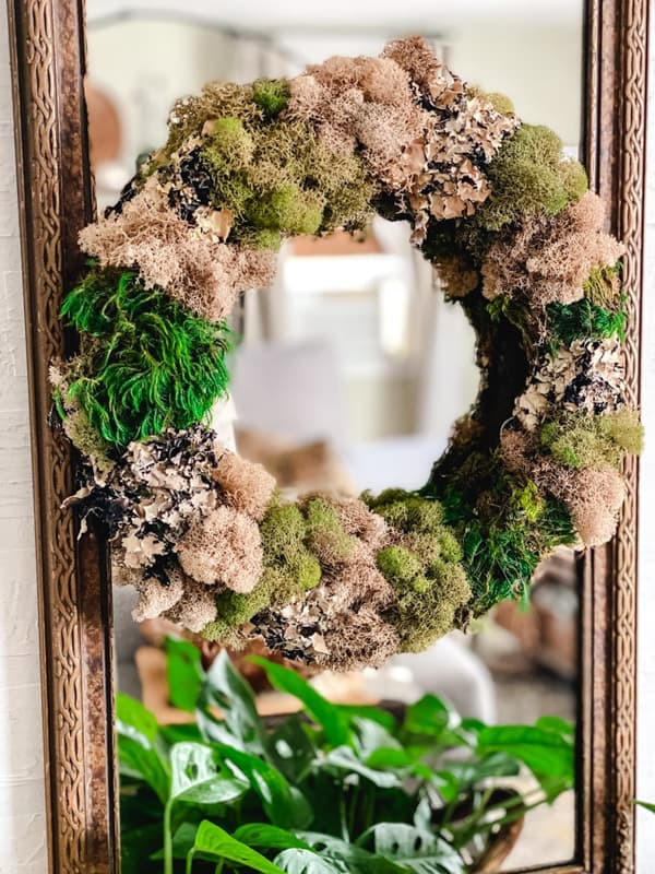 Anthropologie knock off moss wreath on a budget.  