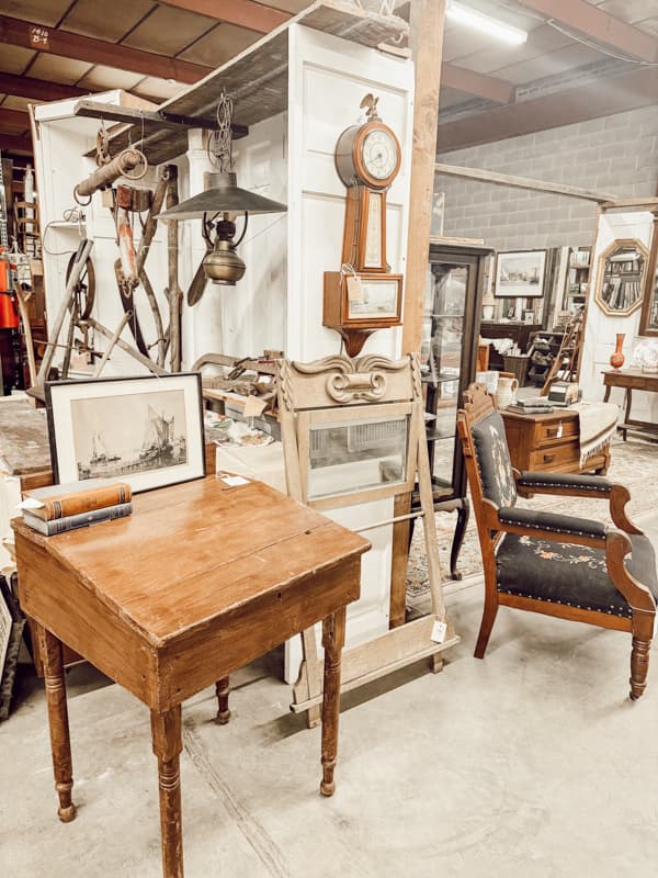 Old desk and chair at Legacy Salvage - Architectural Salvage.