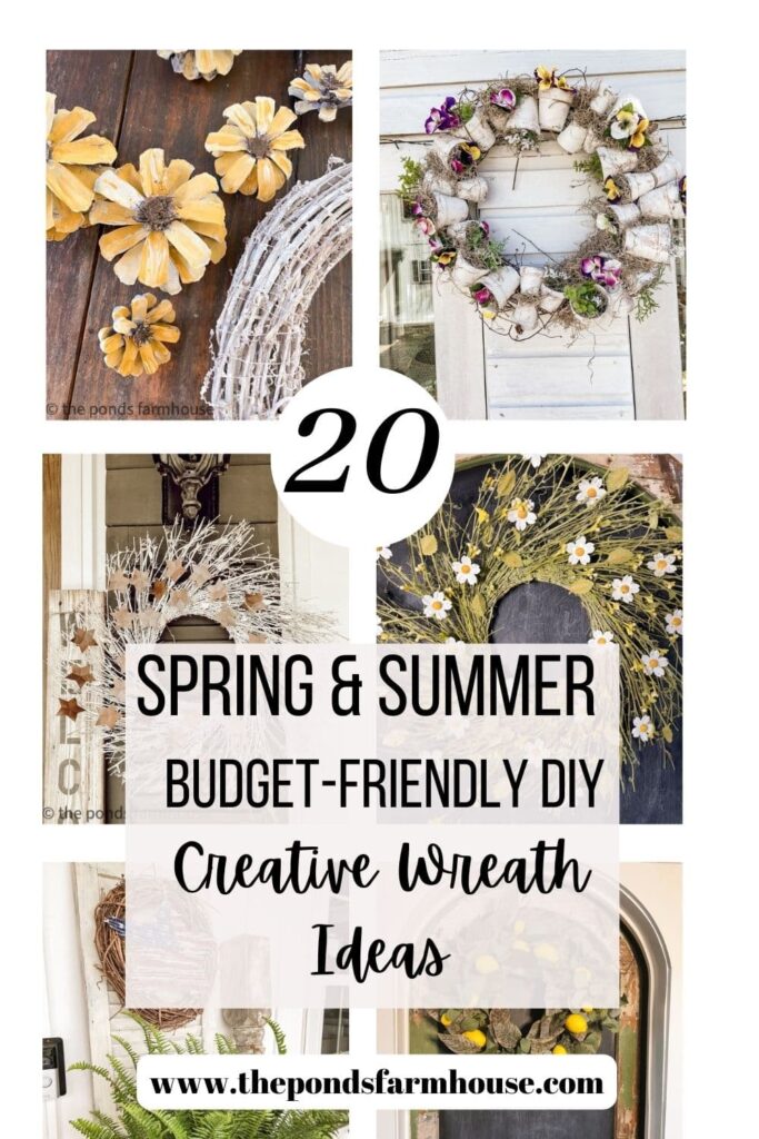 20 Budget-friendly Creative Wreath Ideas for spring and summer decorating.  