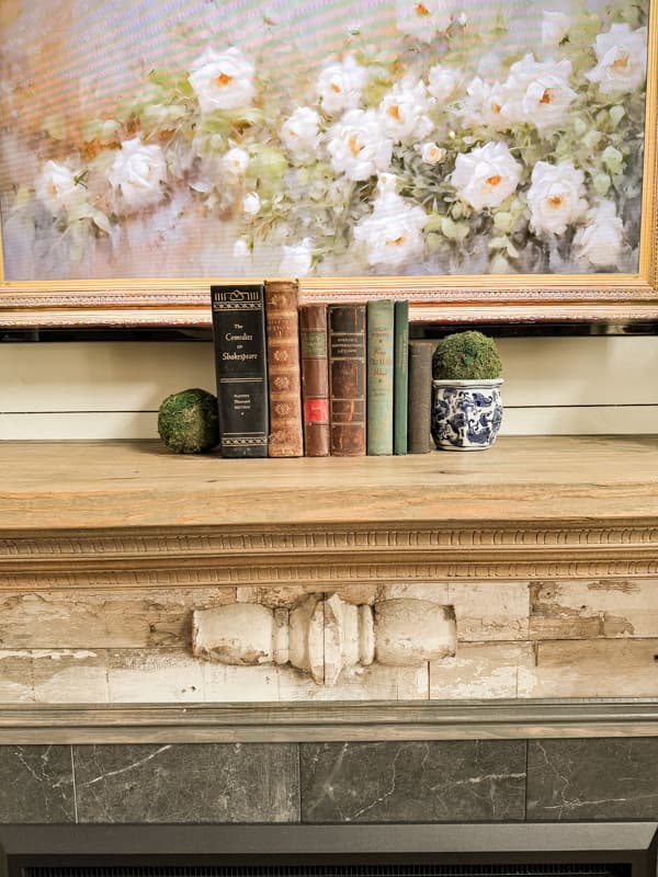 Vintage Old Books on Mantel