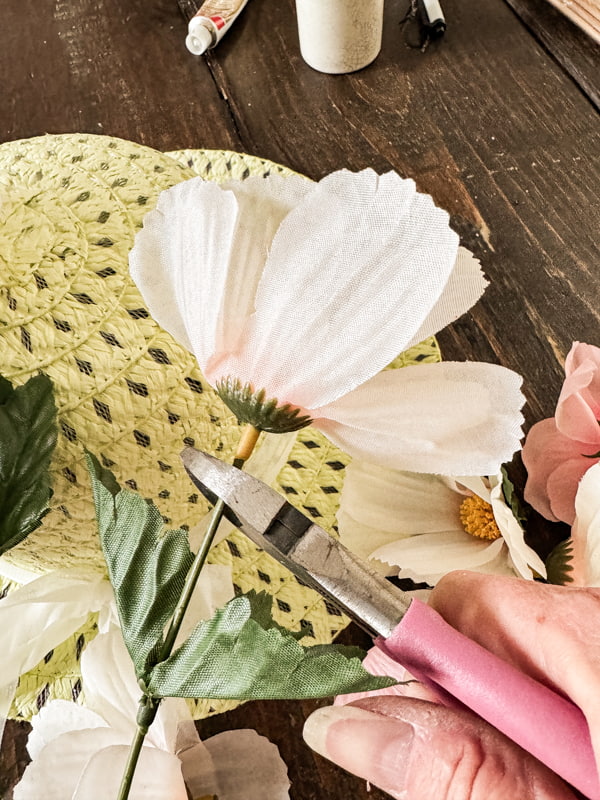 Cut stem from Dollar Tree Artificial Flower with wire snips.  