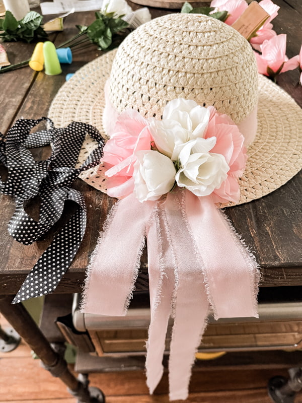 Derby Day Decoratoins - Dollar Tree Hat and Faux Flowers to create unique DIY Decorations.  