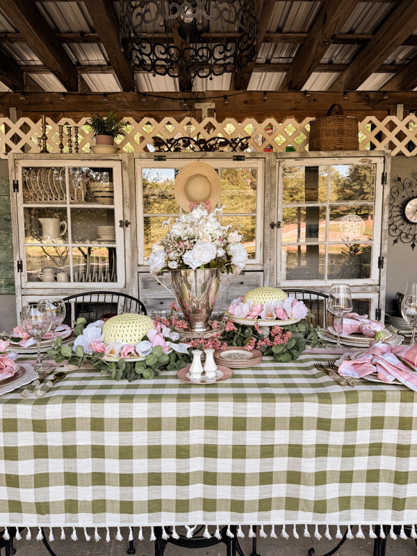 Derby Party Ideas with trophy silver flower arrangement and Dollar Tree Hats.  